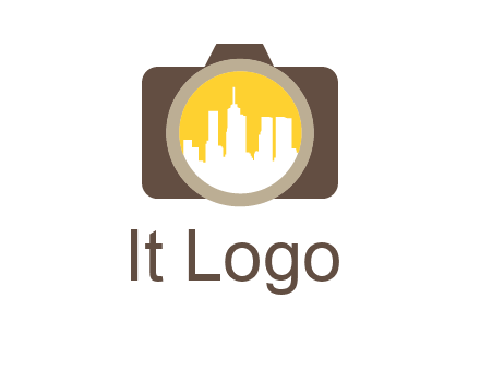 skyscrapers in camera lens photography logo