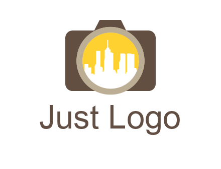 skyscrapers in camera lens photography logo