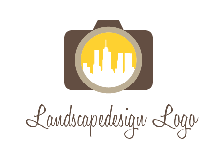 skyscrapers in camera lens photography logo