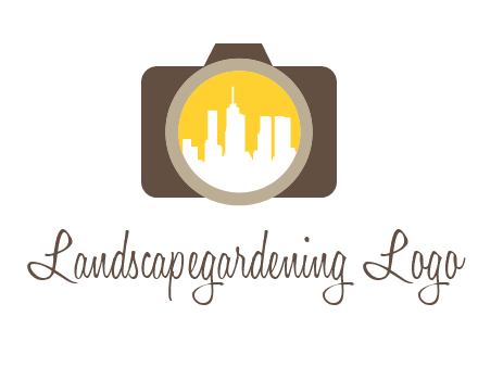 skyscrapers in camera lens photography logo