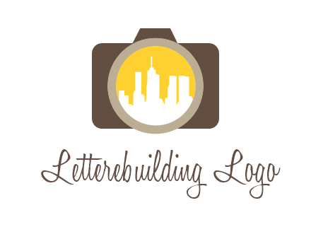 skyscrapers in camera lens photography logo