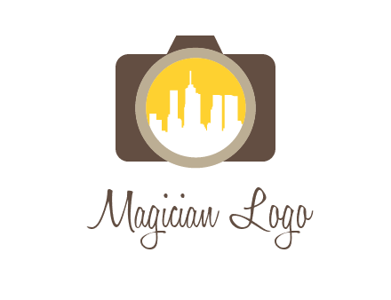 skyscrapers in camera lens photography logo