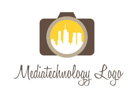 skyscrapers in camera lens photography logo