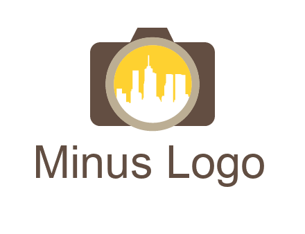 skyscrapers in camera lens photography logo