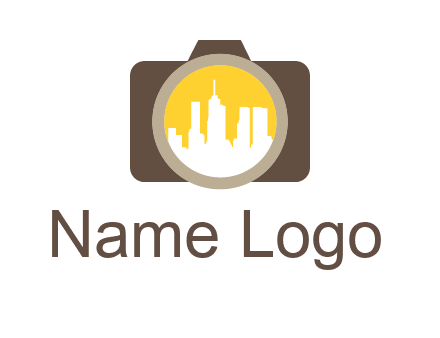 skyscrapers in camera lens photography logo