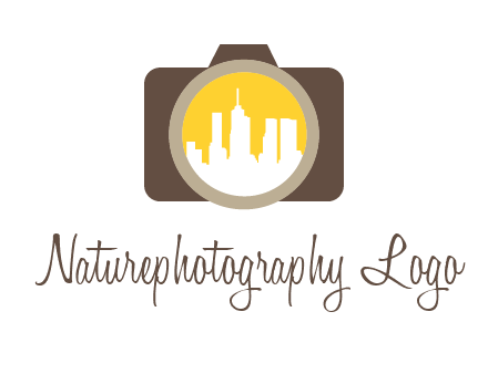 skyscrapers in camera lens photography logo