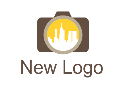 skyscrapers in camera lens photography logo