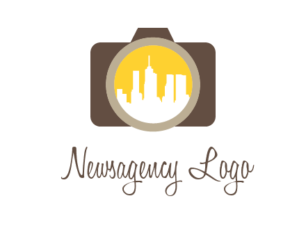 skyscrapers in camera lens photography logo
