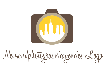 skyscrapers in camera lens photography logo