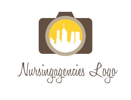 skyscrapers in camera lens photography logo