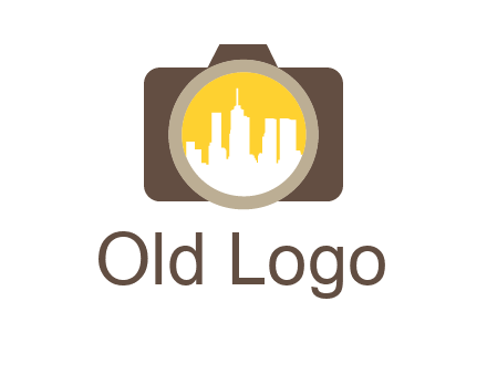 skyscrapers in camera lens photography logo