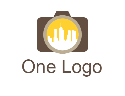 skyscrapers in camera lens photography logo