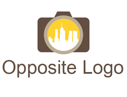 skyscrapers in camera lens photography logo