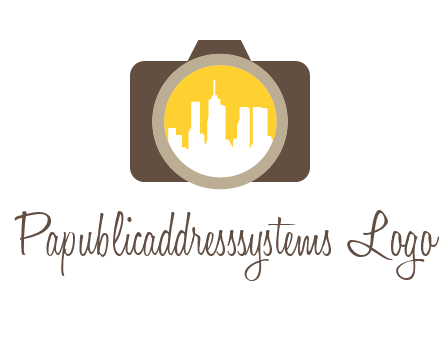 skyscrapers in camera lens photography logo