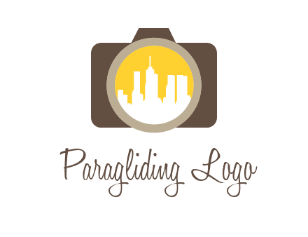 skyscrapers in camera lens photography logo