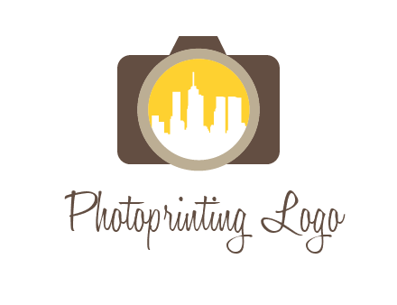 skyscrapers in camera lens photography logo