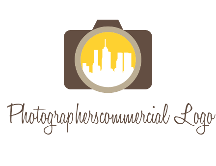 skyscrapers in camera lens photography logo