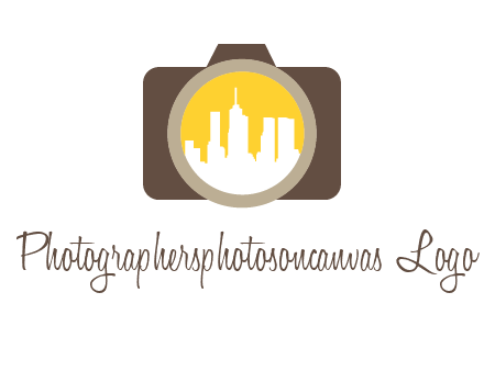 skyscrapers in camera lens photography logo