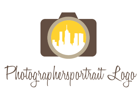 skyscrapers in camera lens photography logo