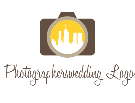 skyscrapers in camera lens photography logo