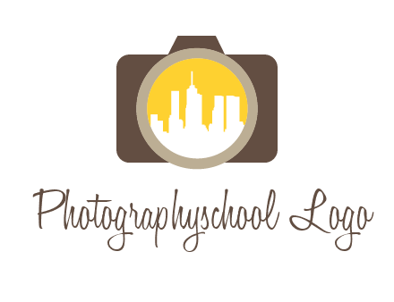 skyscrapers in camera lens photography logo