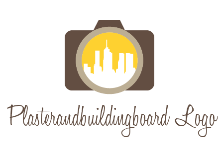 skyscrapers in camera lens photography logo