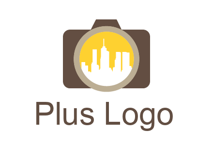 skyscrapers in camera lens photography logo