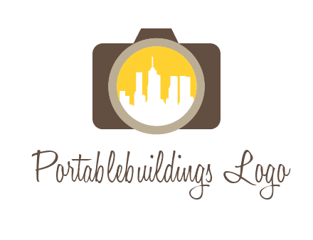 skyscrapers in camera lens photography logo