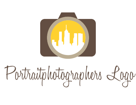 skyscrapers in camera lens photography logo