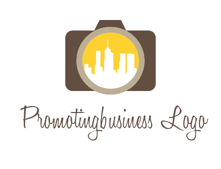 skyscrapers in camera lens photography logo