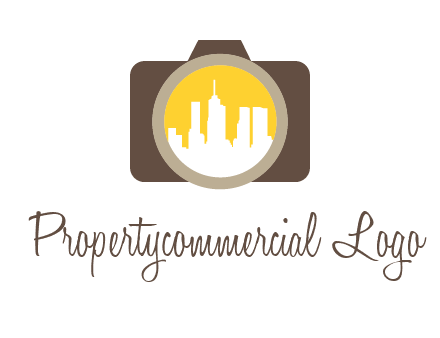 skyscrapers in camera lens photography logo
