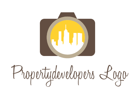 skyscrapers in camera lens photography logo