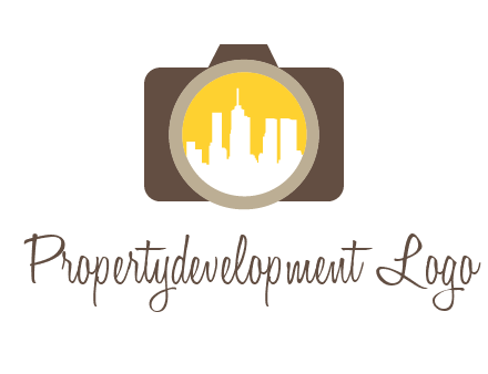 skyscrapers in camera lens photography logo