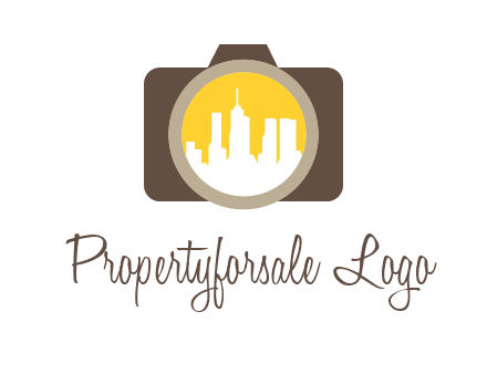 skyscrapers in camera lens photography logo