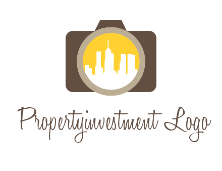 skyscrapers in camera lens photography logo