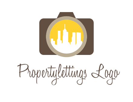 skyscrapers in camera lens photography logo