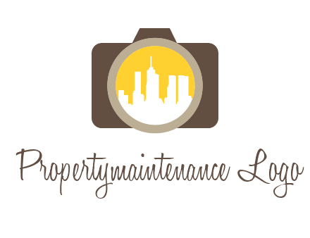 skyscrapers in camera lens photography logo