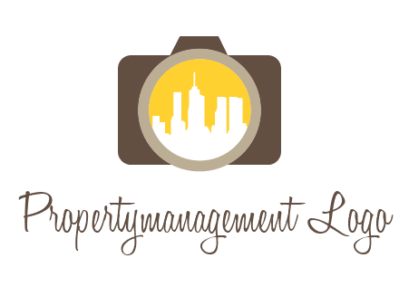 skyscrapers in camera lens photography logo