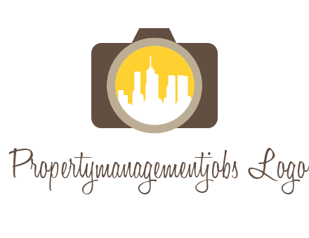 skyscrapers in camera lens photography logo