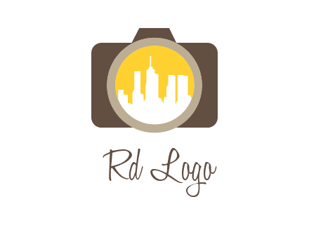 skyscrapers in camera lens photography logo