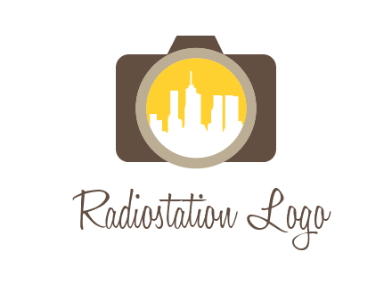 skyscrapers in camera lens photography logo