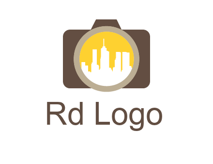 skyscrapers in camera lens photography logo