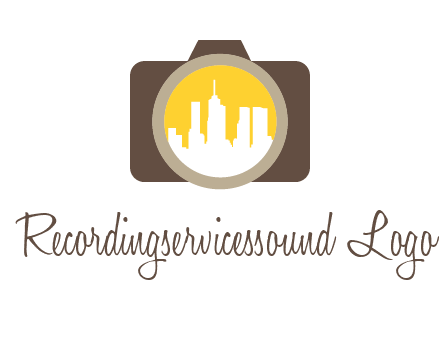 skyscrapers in camera lens photography logo