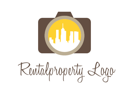 skyscrapers in camera lens photography logo