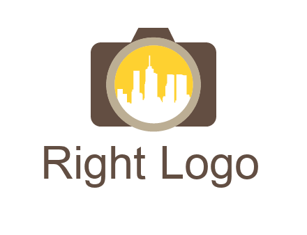 skyscrapers in camera lens photography logo