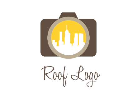 skyscrapers in camera lens photography logo