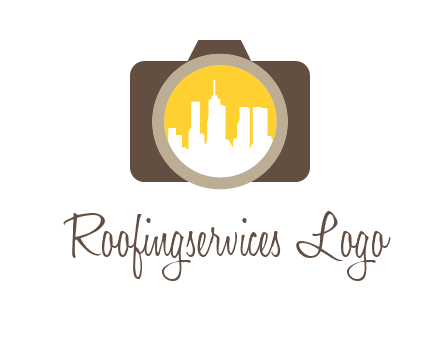 skyscrapers in camera lens photography logo