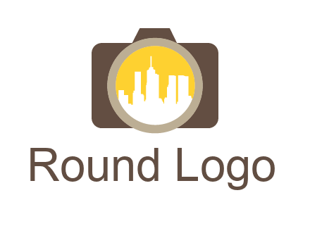 skyscrapers in camera lens photography logo