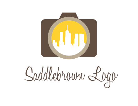 skyscrapers in camera lens photography logo