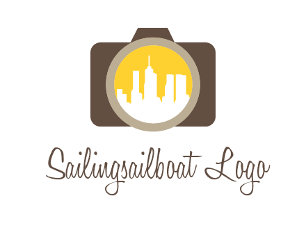 skyscrapers in camera lens photography logo